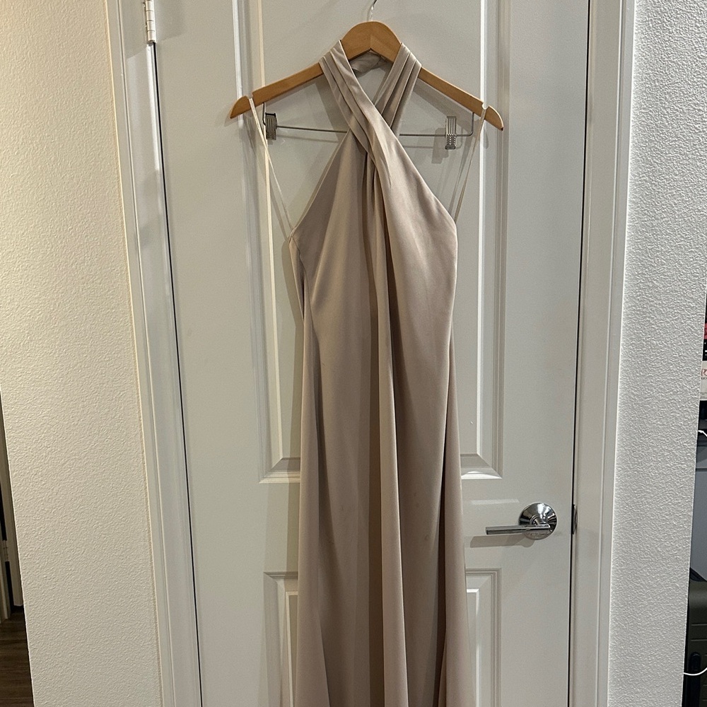 BHLDN Ivory Halter Maxi Bridesmaid Dress